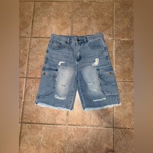 Kohl's Light Blue Distressed Cargo Shorts